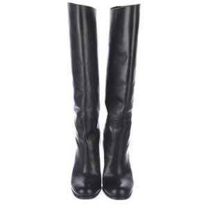 Black Tall leather Prada boots 38.5